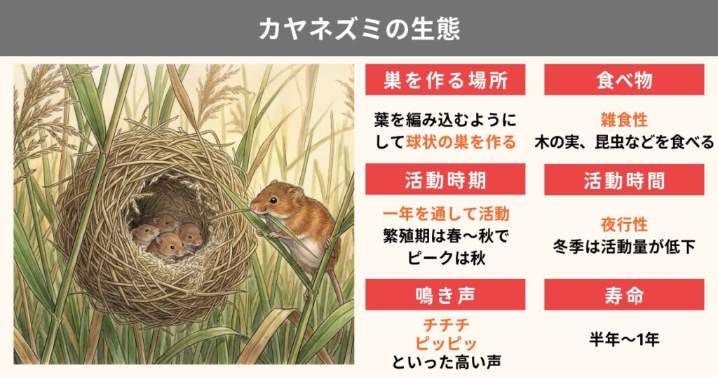 カヤネズミとは？かわいい日本最小のネズミの特徴・生態・生息地を解説